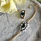 Позолоченный браслет из бисера "I SEE". Черный браслет. Колье. STATEMENTS JEWELRY Only_you_byElena. Ярмарка Мастеров.  Фото №4