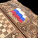 Заказать Нарды Арт.209 "Флаг России с картой" ручной работы. Мир деревянных изделий. Ярмарка Мастеров. . Нарды и шашки Фото №3