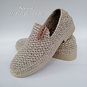 Обувь ручной работы handmade. Livemaster - original item Loafers natural linen. Handmade.