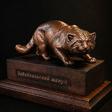 Авторская скульптура “Забайкальский манул”. Медь, морёная сосна. . Для дома и интерьера ручной работы - Ярмарка Мастеров Для дома и интерьера ручной работы. Ярмарка Мастеров - ручная работа Авторская скульптура “Забайкальский манул”. Медь, морёная сосна. Handmade.