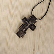 Крестик: Исповедь - деревянный нательный крест из кипариса