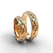 Свадебный салон handmade. Livemaster - original item Pair of wedding rings with a chain gold 585 (Ob39). Handmade.