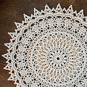 Crochet napkin in light beige color (d 41 cm)