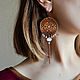 Copper round earrings with rose quartz Long boho pattern earrings. Earrings. Strangell Jewelry. Online shopping on My Livemaster.  Фото №2