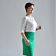 Falda lápiz verde con la altura de la cintura de algodón jacquard. Skirts. Tolkoyubki. Интернет-магазин Ярмарка Мастеров.  Фото №2