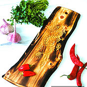 Посуда handmade. Livemaster - original item Cedar cutting board with Dragon engraving RD114. Handmade.