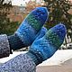 Knitted blue mittens, gloves women wool, Mittens, Chernihiv,  Фото №1