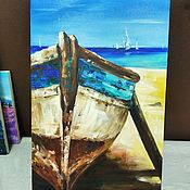 Картины: пейзаж пастелью "Закат на море"