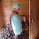 Банный набор: Повязка, килт, шапка. хлопок Бирюза. Текстиль для бани. СУНДУК текстиль плед покрывало (sunduk99). Ярмарка Мастеров.  Фото №4