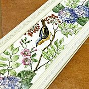 Для дома и интерьера handmade. Livemaster - original item Tiles and tiles: Panel of Hydrangeas and a bird. Handmade.