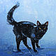 Oil painting ' Black cat on a winter walk', Pictures, Nizhny Novgorod,  Фото №1