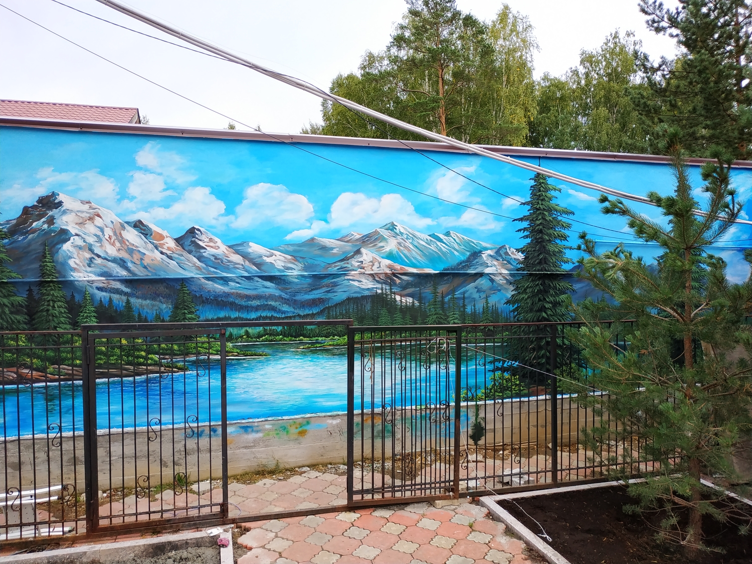 Роспись на заборе в загородном доме, 40кв.м.