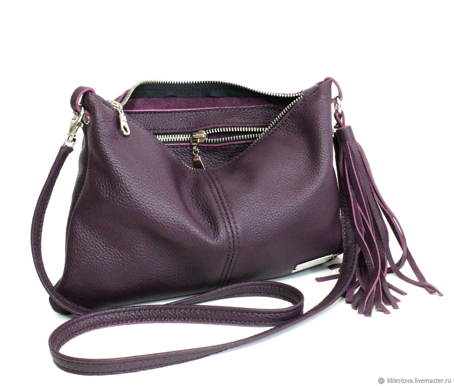 Purple leather Crossbody bag-A leather clutch for the evening, Clutches, Moscow,  Фото №1