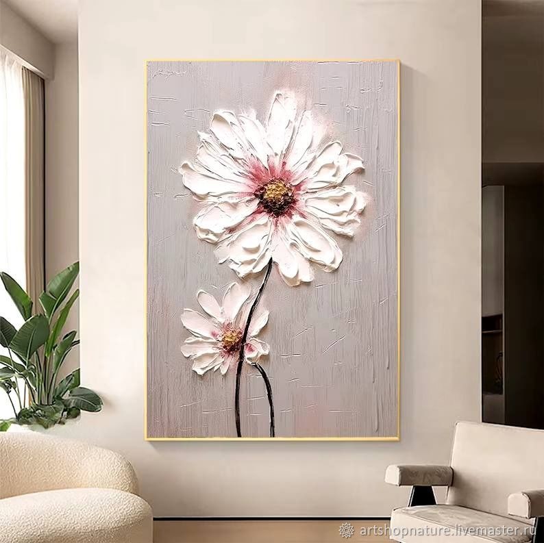 Картина маслом Картина нежный цветок Спокойные картины для интерьера в ...