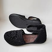 Обувь ручной работы handmade. Livemaster - original item Knitted lace-up, black cotton. Handmade.