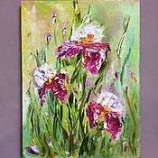 Картины и панно handmade. Livemaster - original item Oil painting Irises red. Handmade.