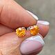 Продано! Серьги с гранатом фанта 1.7  ct. Натуральные камни. Серьги классические. Елена. Ярмарка Мастеров.  Фото №8