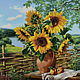 Kit embroidery with beads 'LANDSCAPE WITH SUNFLOWERS', Embroidery kits, Ufa,  Фото №1