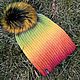 Hat with pompom rainbow (English knit), Caps, Zaraysk,  Фото №1