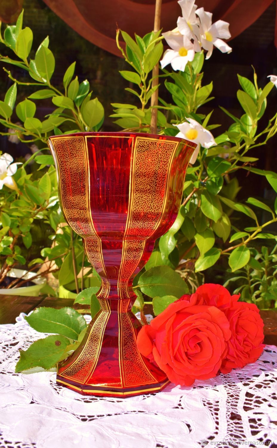 'Moser'.  Magnificent ruby vase-cup, Vintage interior, Trier,  Фото №1