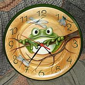Для дома и интерьера handmade. Livemaster - original item Clock made of cedar Frog. Handmade.