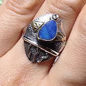 Кольцо с голубым опалом
