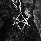 Украшения handmade. Livemaster - original item Hexagram (symbol of Thelema) — a steel pendant on a double chain. Handmade.