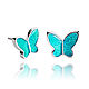 Aquamarine butterfly jewelry for her 'Cote d'azur', Earrings, Moscow,  Фото №1