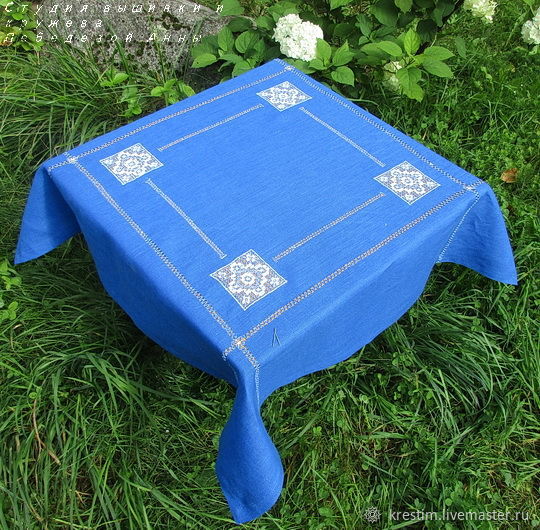 Tablecloth 90/90 blue 4 Kuban, Tablecloths, St. Petersburg,  Фото №1