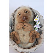 Куклы и игрушки handmade. Livemaster - original item Needle felted Hedgehog in the basket. Handmade.