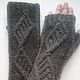 Fingerless long gloves, Patterned stripes, dark grey. Mitts. HOBBIMANIYA. Online shopping on My Livemaster.  Фото №2
