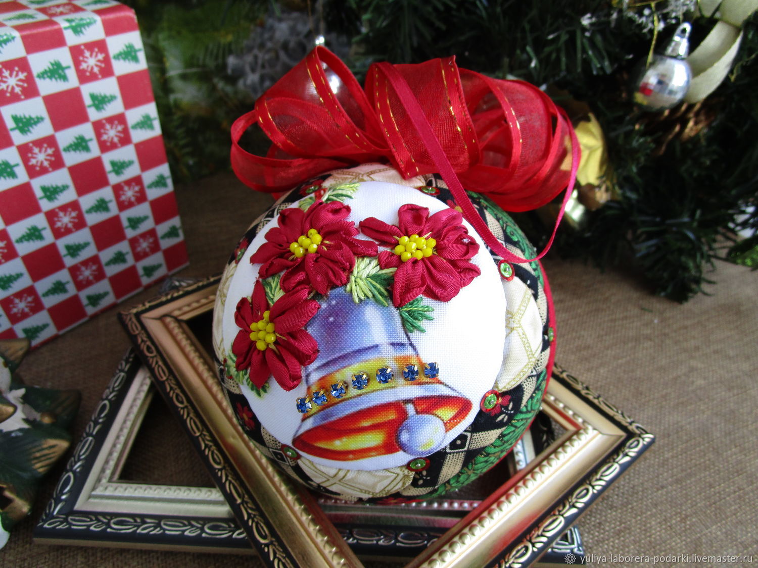 kimekomi Christmas ball with embroidery Christmas bell, Christmas decorations, Nizhny Novgorod,  Фото №1