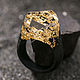 Ring made of wood and epoxy resin 'Golden mountains', Rings, Kostroma,  Фото №1