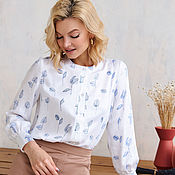 Одежда handmade. Livemaster - original item Classic white satin viscose blouse, silk blouse.. Handmade.