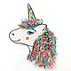 Spring unicorn, author's hand embroidery, Brooches, Tver,  Фото №1