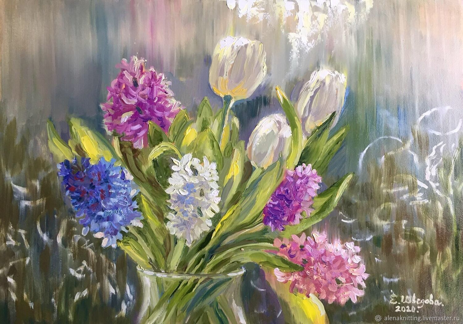  Oil painting ' Hyacinths - energy of spring», Pictures, Moscow,  Фото №1