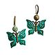 Earrings bronze Butterfly, agate,coloured patina. Earrings. Jewelry Elena. Online shopping on My Livemaster.  Фото №2
