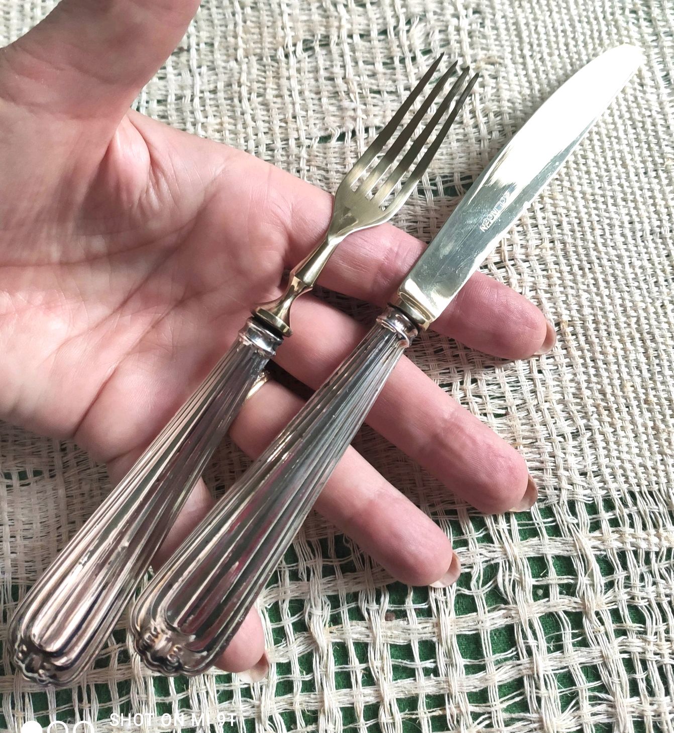 Винтаж: Старинные приборы. Десертные нож и вилка, ручка серебро купить ...