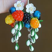 Украшения handmade. Livemaster - original item Earrings clusters with berries and flowers from polymer clay. Handmade.