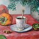 New Year's cup of coffee. Oil painting on canvas. Pictures. Tatiana Chepkasova. My Livemaster. Фото №6
