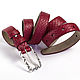 Order Python leather belt Cherry red, width 2,4 cm. Two Starlings. Livemaster. . Straps Фото №3
