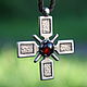 Order Equilateral cross with garnet. 925 sterling silver. kot-bayun. Livemaster. . Pendants Фото №3