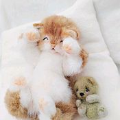 Куклы и игрушки handmade. Livemaster - original item Sleeping kitten Peach. Handmade.