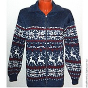 Одежда handmade. Livemaster - original item Cardigan with Norwegian reindeer and ornament knitted, with zip. Handmade.
