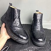 Обувь ручной работы handmade. Livemaster - original item Men`s ankle boots made of ostrich leather, in black!. Handmade.
