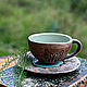 Магическая чайная пара чашка блюдце керамика ручной работы на заказ. Чайные пары. LAMA - Красивая посуда. Ярмарка Мастеров.  Фото №4
