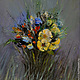 Oil painting forest flowers, herbs, bouquet
