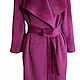 Cashmere coat with a belt with a large collar 'Lingonberry'. Coats. Lana Kmekich (lanakmekich). My Livemaster. Фото №4