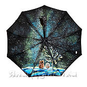 Зонт черный дизайнерский с рисунком на заказ Сакура
