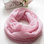 Аксессуары handmade. Livemaster - original item Snudy: Snood knitted from kid mohair in two turns pale pink. Handmade.